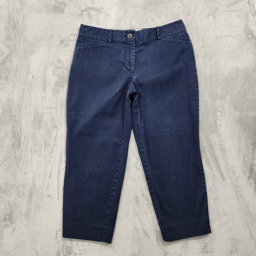 Talbots Pants Womens 6P PETITE Blue Curvy Chino Crop Capri Twill Stretch Casual